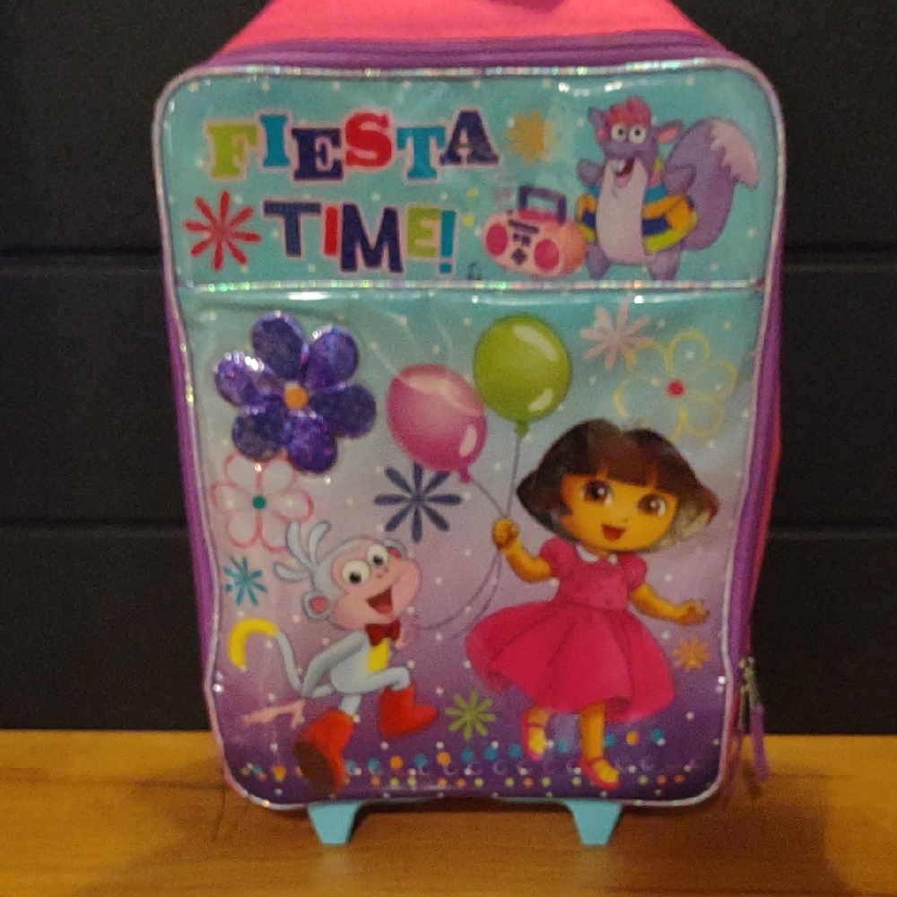 Vintage Nickelodeon Dora The Explorer Rolling Suitcase with Pink and‎ Purple